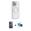 MARSİLYAN™- iPhone 13 Pro Max Kılıf Ahenk Işık Serisi - Siyah 3D Antistatik Cam Ekran Koruyucu + Neon Fosforlu Kamera Lens - MI