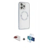 MARSİLYAN™- iPhone 13 Pro Max Kılıf Ahenk Işık Serisi - Siyah 3D Antistatik Cam Ekran Koruyucu + Pers Alüminyum Kamera Lens - KI