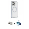 MARSİLYAN™- iPhone 13 Pro Max Kılıf Ahenk Işık Serisi - Siyah 3D Antistatik Cam Ekran Koruyucu + Rainbow Kamera Lens Koruma Cam - REGD