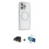 MARSİLYAN™- iPhone 13 Pro Max Kılıf Ahenk Işık Serisi - Siyah 3D Antistatik Cam Ekran Koruyucu + Raze Metal Kamera Lens - GD