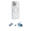 MARSİLYAN™- iPhone 13 Pro Max Kılıf Ahenk Işık Serisi - Siyah 3D Antistatik Cam Ekran Koruyucu + Shine Kamera Lens Koruma Cam - GI