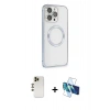MARSİLYAN™- iPhone 13 Pro Max Kılıf Ahenk Işık Serisi - Siyah 3D Antistatik Cam Ekran Koruyucu + Shine Kamera Lens - GD