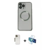MARSİLYAN™- iPhone 13 Pro Max Kılıf Ahenk Işık Serisi - Siyah 3D Antistatik Cam Ekran Koruyucu + Shine Kamera Lens - GD