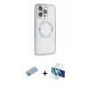 MARSİLYAN™- iPhone 13 Pro Max Kılıf Ahenk Işık Serisi - Siyah 3D Antistatik Cam Ekran Koruyucu + Shine Kamera Lens Koruma Cam - MI