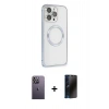 MARSİLYAN™- iPhone 13 Pro Max Kılıf Ahenk Işık Serisi - Siyah 3D Antistatik Hayalet Cam Ekran Koruyucu + Neon Fosforlu Kamera Lens - BZ