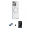 MARSİLYAN™- iPhone 13 Pro Max Kılıf Ahenk Işık Serisi - Siyah 3D Antistatik Hayalet Cam Ekran Koruyucu + Shine Kamera Lens Koruma Cam - GI