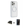 MARSİLYAN™- iPhone 13 Pro Max Kılıf Ahenk Işık Serisi - Siyah 3D Antistatik Hayalet Cam Ekran Koruyucu + Raze Metal Kamera Lens - GD