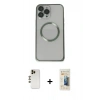 MARSİLYAN™- iPhone 13 Pro Max Kılıf Ahenk Işık Serisi - Siyah 6D Mat Seramik Hayalet Nano Ekran Koruyucu + Shine Kamera Lens - GD