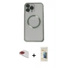 MARSİLYAN™- iPhone 13 Pro Max Kılıf Ahenk Işık Serisi - Siyah 6D Mat Seramik Hayalet Nano Ekran Koruyucu + Pers Alüminyum Kamera Lens - KI