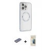 MARSİLYAN™- iPhone 13 Pro Max Kılıf Ahenk Işık Serisi - Siyah 6D Mat Seramik Hayalet Nano Ekran Koruyucu + Renkli Kamera Lens Koruma Cam - SI