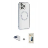MARSİLYAN™- iPhone 13 Pro Max Kılıf Ahenk Işık Serisi - Siyah 6D Mat Seramik Hayalet Nano Ekran Koruyucu + Pers Alüminyum Kamera Lens - LT