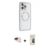 MARSİLYAN™- iPhone 13 Pro Max Kılıf Ahenk Işık Serisi - Siyah 6D Mat Seramik Hayalet Nano Ekran Koruyucu + Pers Alüminyum Kamera Lens - KI