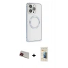 MARSİLYAN™- iPhone 13 Pro Max Kılıf Ahenk Işık Serisi - Siyah 6D Mat Seramik Hayalet Nano Ekran Koruyucu + Rainbow Kamera Lens Koruma Cam - KI