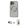 MARSİLYAN™- iPhone 13 Pro Max Kılıf Ahenk Işık Serisi - Siyah 6D Mat Seramik Hayalet Nano Ekran Koruyucu + Rainbow Kamera Lens Koruma Cam - KI