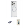 MARSİLYAN™- iPhone 13 Pro Max Kılıf Ahenk Işık Serisi - Siyah 6D Mat Seramik Hayalet Nano Ekran Koruyucu + Renkli Kamera Lens Koruma Cam - MI