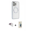 MARSİLYAN™- iPhone 13 Pro Max Kılıf Ahenk Işık Serisi - Siyah 6D Mat Seramik Hayalet Nano Ekran Koruyucu + Pers Alüminyum Kamera Lens - GI