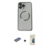 MARSİLYAN™- iPhone 13 Pro Max Kılıf Ahenk Işık Serisi - Siyah 6D Mat Seramik Hayalet Nano Ekran Koruyucu + Renkli Kamera Lens Koruma Cam - MI