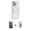 MARSİLYAN™- iPhone 13 Pro Max Kılıf Ahenk Işık Serisi - Siyah 6D Mat Seramik Hayalet Nano Ekran Koruyucu + Neon Fosforlu Kamera Lens - YL