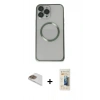 MARSİLYAN™- iPhone 13 Pro Max Kılıf Ahenk Işık Serisi - Siyah 6D Mat Seramik Hayalet Nano Ekran Koruyucu + Pers Alüminyum Kamera Lens - GD