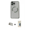 MARSİLYAN™- iPhone 13 Pro Max Kılıf Ahenk Işık Serisi - Siyah 6D Mat Seramik Hayalet Nano Ekran Koruyucu + Rainbow Kamera Lens Koruma Cam - REGD