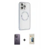 MARSİLYAN™- iPhone 13 Pro Max Kılıf Ahenk Işık Serisi - Siyah 6D Mat Seramik Hayalet Nano Ekran Koruyucu + Neon Fosforlu Kamera Lens - BZ