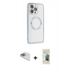 MARSİLYAN™- iPhone 13 Pro Max Kılıf Ahenk Işık Serisi - Siyah 6D Mat Seramik Hayalet Nano Ekran Koruyucu + Pers Alüminyum Kamera Lens - SABE