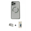MARSİLYAN™- iPhone 13 Pro Max Kılıf Ahenk Işık Serisi - Siyah 6D Mat Seramik Hayalet Nano Ekran Koruyucu + Rainbow Kamera Lens Koruma Cam - BZ