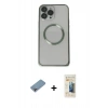 MARSİLYAN™- iPhone 13 Pro Max Kılıf Ahenk Işık Serisi - Siyah 6D Mat Seramik Hayalet Nano Ekran Koruyucu + Shine Kamera Lens Koruma Cam - GI
