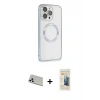 MARSİLYAN™- iPhone 13 Pro Max Kılıf Ahenk Işık Serisi - Siyah 6D Mat Seramik Hayalet Nano Ekran Koruyucu + Rainbow Kamera Lens Koruma Cam - BZ