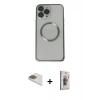 MARSİLYAN™- iPhone 13 Pro Max Kılıf Ahenk Işık Serisi - Siyah Bilvis 3D Cam Ekran Koruyucu + Pers Alüminyum Kamera Lens - GD