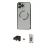 MARSİLYAN™- iPhone 13 Pro Max Kılıf Ahenk Işık Serisi - Siyah Bilvis 3D Cam Ekran Koruyucu + Gold Raze Metal Kamera Lens