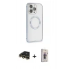 MARSİLYAN™- iPhone 13 Pro Max Kılıf Ahenk Işık Serisi - Siyah Bilvis 3D Cam Ekran Koruyucu + Gold Raze Metal Kamera Lens