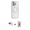 MARSİLYAN™- iPhone 13 Pro Max Kılıf Ahenk Işık Serisi - Siyah Bilvis 3D Cam Ekran Koruyucu + Kırmızı Pers Alüminyum Kamera Lens
