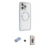 MARSİLYAN™- iPhone 13 Pro Max Kılıf Ahenk Işık Serisi - Siyah Bilvis 3D Cam Ekran Koruyucu + Mavi Shine Kamera Lens Koruma Cam