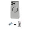 MARSİLYAN™- iPhone 13 Pro Max Kılıf Ahenk Işık Serisi - Siyah Bilvis 3D Cam Ekran Koruyucu + Mavi Shine Kamera Lens Koruma Cam