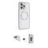MARSİLYAN™- iPhone 13 Pro Max Kılıf Ahenk Işık Serisi - Siyah Bilvis 3D Cam Ekran Koruyucu + Pers Alüminyum Kamera Lens - SABE