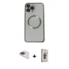 MARSİLYAN™- iPhone 13 Pro Max Kılıf Ahenk Işık Serisi - Siyah Bilvis 3D Cam Ekran Koruyucu + Pers Alüminyum Kamera Lens - GI