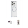MARSİLYAN™- iPhone 13 Pro Max Kılıf Ahenk Işık Serisi - Siyah Bilvis 3D Cam Ekran Koruyucu + Pers Alüminyum Kamera Lens - GI