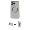MARSİLYAN™- iPhone 13 Pro Max Kılıf Ahenk Işık Serisi - Siyah Bilvis 3D Cam Ekran Koruyucu + Rainbow Kamera Lens Koruma Cam - MR