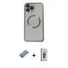 MARSİLYAN™- iPhone 13 Pro Max Kılıf Ahenk Işık Serisi - Siyah Bilvis 3D Cam Ekran Koruyucu + Shine Kamera Lens Koruma Cam - GI