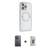 MARSİLYAN™- iPhone 13 Pro Max Kılıf Ahenk Işık Serisi - Siyah Bilvis 3D Cam Ekran Koruyucu + Neon Fosforlu Kamera Lens - YL