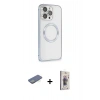 MARSİLYAN™- iPhone 13 Pro Max Kılıf Ahenk Işık Serisi - Siyah Bilvis 3D Cam Ekran Koruyucu + Renkli Kamera Lens Koruma Cam - YL