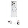 MARSİLYAN™- iPhone 13 Pro Max Kılıf Ahenk Işık Serisi - Siyah Bilvis 3D Mat Cam Ekran Koruyucu + Pers Alüminyum Kamera Lens - GI