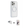 MARSİLYAN™- iPhone 13 Pro Max Kılıf Ahenk Işık Serisi - Siyah Bilvis 3D Mat Cam Ekran Koruyucu + Pers Alüminyum Kamera Lens - SABE