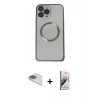 MARSİLYAN™- iPhone 13 Pro Max Kılıf Ahenk Işık Serisi - Siyah Bilvis 3D Mat Cam Ekran Koruyucu + Pers Alüminyum Kamera Lens - GD