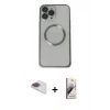 MARSİLYAN™- iPhone 13 Pro Max Kılıf Ahenk Işık Serisi - Siyah Bilvis 3D Mat Cam Ekran Koruyucu + Pers Alüminyum Kamera Lens - GI