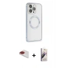 MARSİLYAN™- iPhone 13 Pro Max Kılıf Ahenk Işık Serisi - Siyah Bilvis 3D Mat Cam Ekran Koruyucu + Pers Alüminyum Kamera Lens - KI