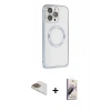 MARSİLYAN™- iPhone 13 Pro Max Kılıf Ahenk Işık Serisi - Siyah Bilvis 3D Mat Cam Ekran Koruyucu + Pers Alüminyum Kamera Lens - GD