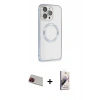 MARSİLYAN™- iPhone 13 Pro Max Kılıf Ahenk Işık Serisi - Siyah Bilvis 3D Mat Cam Ekran Koruyucu + Rainbow Kamera Lens Koruma Cam - KI