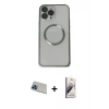 MARSİLYAN™- iPhone 13 Pro Max Kılıf Ahenk Işık Serisi - Siyah Bilvis 3D Mat Cam Ekran Koruyucu + Rainbow Kamera Lens Koruma Cam - MI